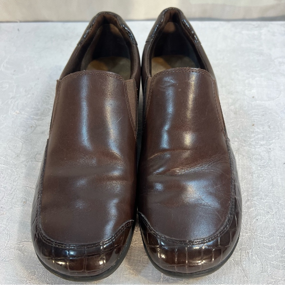 Walking Cradles Shoes Brown Leather Slip On Loafers Gore Sides Shoes 9 N